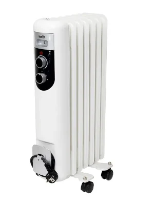 Cenový Hit Olejový radiátor 7 článků 600/900/1500W bílý přenosný na kolečkách *5001870-01
