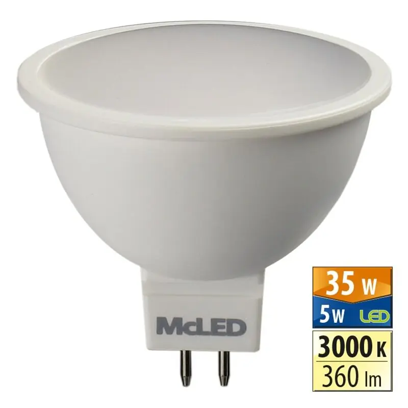 Vysoce Kvalitní MCLED Žárovka LED 5W-35 GU5,3 3000K 100°