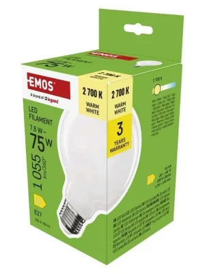 Dokud Zásoby Vydrží LED žárovka Globe EMOS G95 E27 7,8W 1055lm 2700K ZF2D52