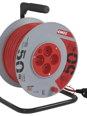 Víkendová Akce Prodlužovací kabel na bubnu EMOS P19450 50m 4xzás. 230V/16A PVC červená