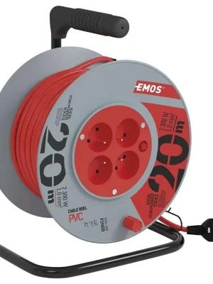 Akční Cena Prodlužovací kabel na bubnu EMOS P19420 20m 4xzás. 230V/10A PVC červená