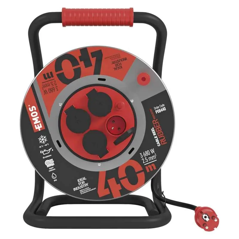Expresní Doručení Prodlužovací kabel na bubnu EMOS P08440 40m 4xzás. 230V/16A guma-neopren černá