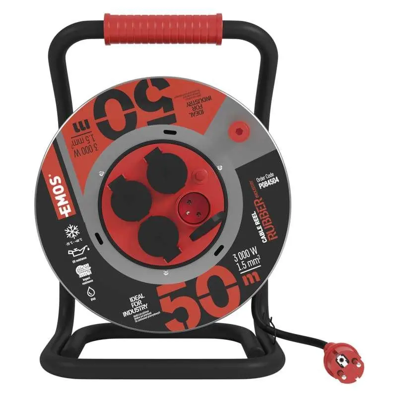 Prodlužovací kabel na bubnu EMOS P084504 50m 4xzás. 230V/16A guma-neopren černá Rychlé Dodání