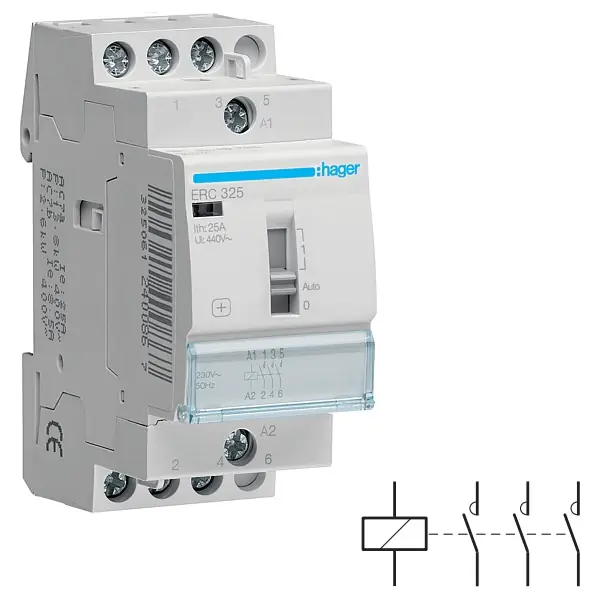 Sezónní Sleva HAGER ERC325 Stykač 25A, 3S, 230V AC