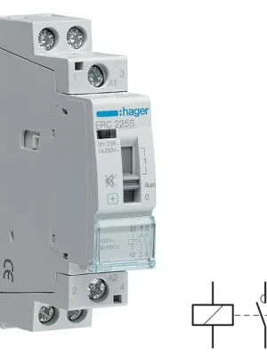 Ověřený HAGER ERC225S Stykač se sníženou hlučností 25A, 2S, 230V~50/60Hz