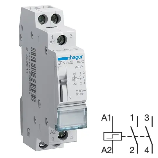 HAGER EPN520 Impulsní relé 16A, 2S, 230V AC / 110V DC Nakupujte Hned