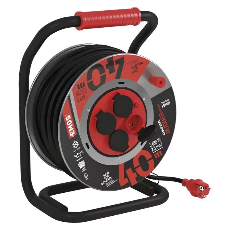 Rychlé Dodání EMOS P08440 Buben kovový 4Z 40m 2,5mm GUMA/NEOPREN
