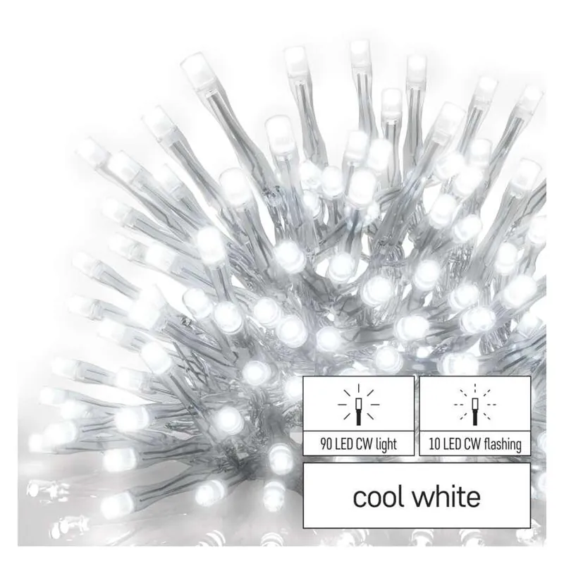 Vrácení Zdarma LED propojovací vánoční řetěz EMOS Connecting D1CC02 100LED krápníky studená bílá blikající bez zdroje
