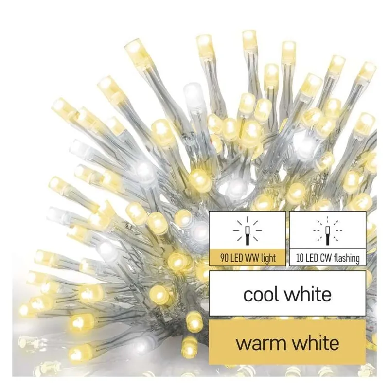 LED propojovací vánoční řetěz EMOS Connecting D1CN01 100LED krápníky studená/teplá blikající bez zdroje Horká Nabídka