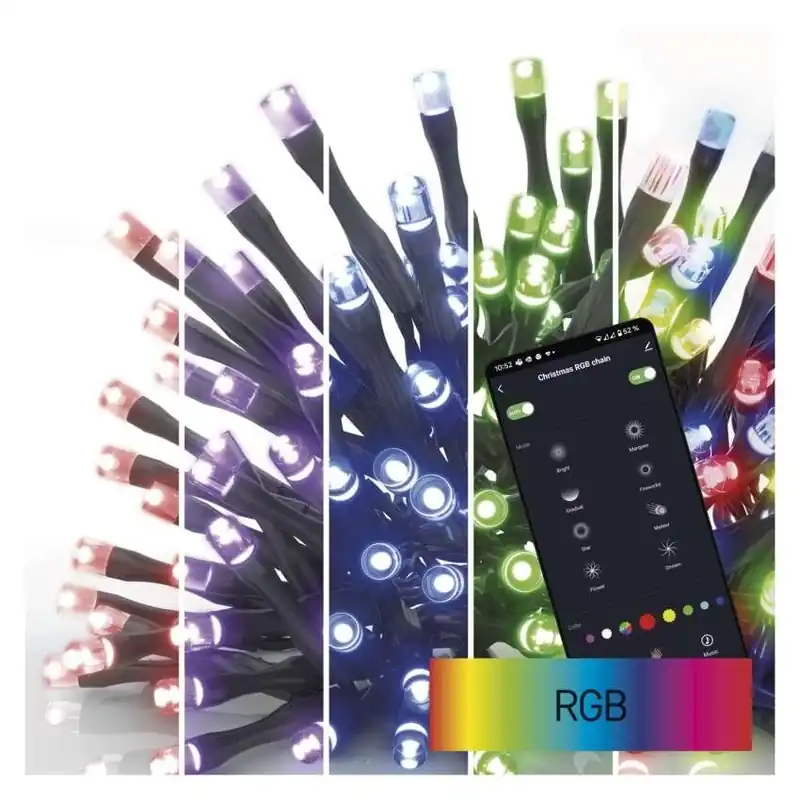 Dokud Zásoby Vydrží LED vánoční řetěz EMOS GoSmart WiFi D4ZR04 240LED RGB 64 programů s časovačem