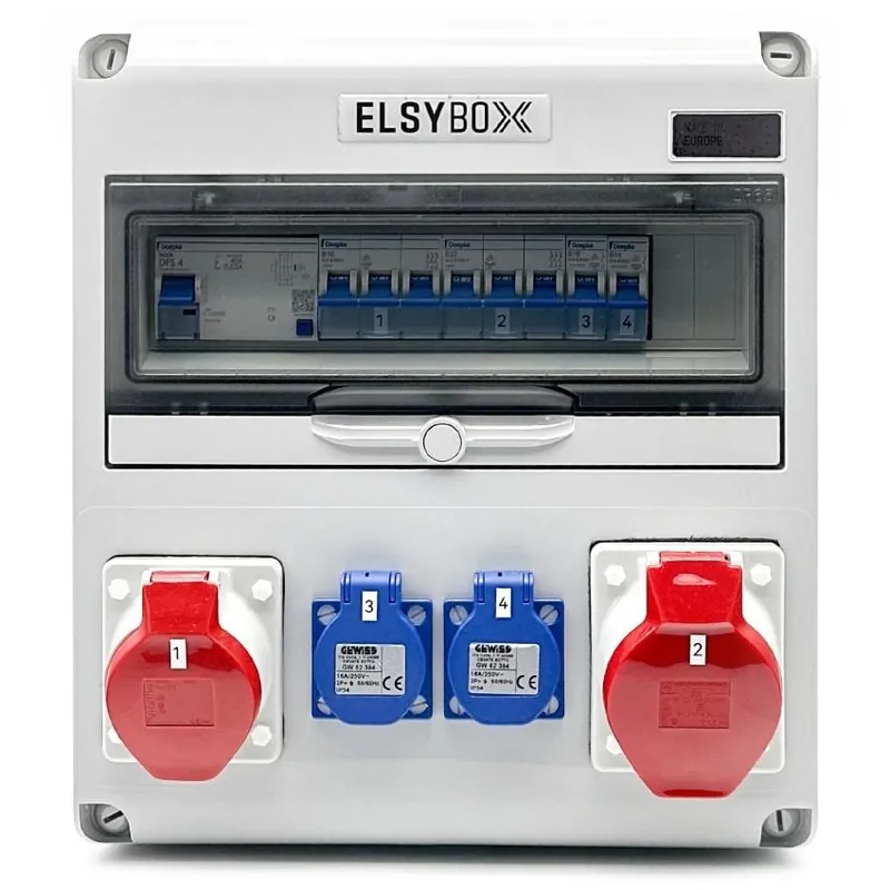 EST ELSYBOX SKŘÍŇ ZÁSUVKOVÁ 1X CEE 16A /5P 1X CEE 32A/5P 2X230V IP44 JIŠTĚNÁ S CHRÁNIČEM P693F01120F + (DÁREK THEBEN TIMER 26 CR) Super Cena