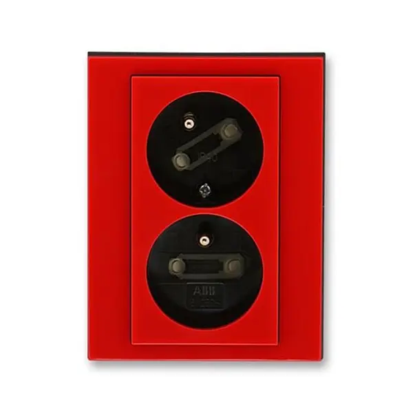Sezónní Sleva ABB 5513H-C02357 65, LEVIT Zásuvka dvojnásobná, s cl,, nat,dut,; červená/kouř, černá