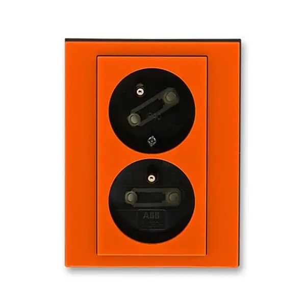 Originální ABB 5513H-C02357 66, LEVIT Zásuvka dvojnásobná, s cl,, nat,dut,; oranžová/kouř, černá