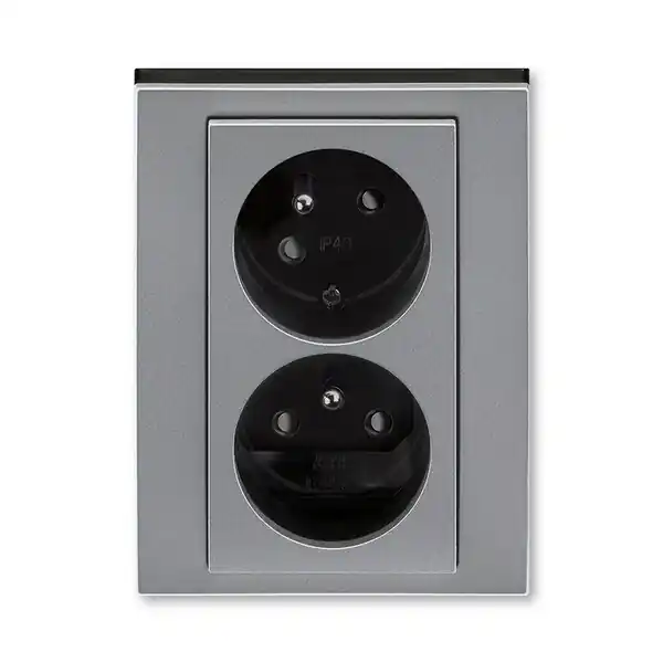 Cenově Výhodný ABB 5513H-C02357 69, LEVIT Zásuvka dvojnásobná, s cl,, nat,dut,; ocelová/kouř, černá