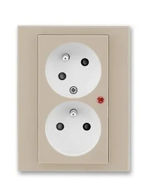ABB 5593H-C02357 18, LEVIT Zásuvka dvojnásobná, s př.ochr., macchiato/bílá Nízká Cena