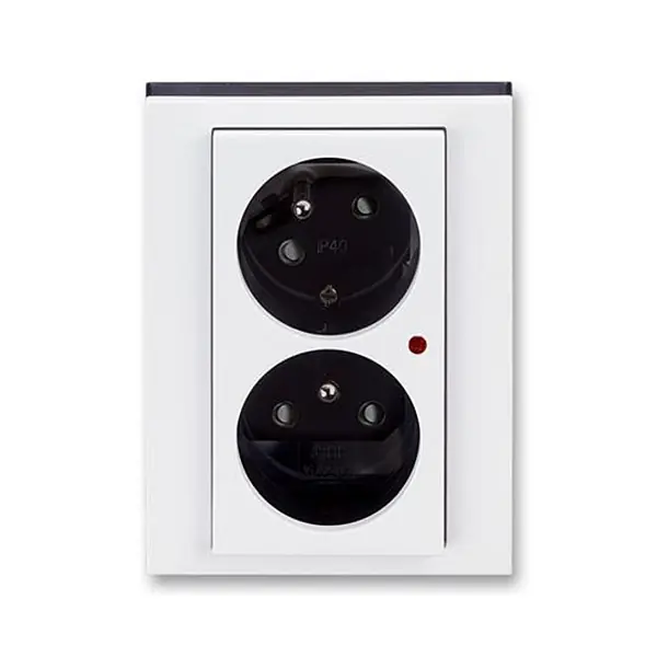 Must-Have ABB 5593H-C02357 62, LEVIT Zásuvka dvojnásobná, s př.ochr., bílá/kouřová černá
