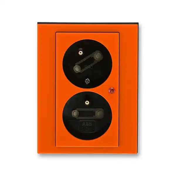 Časově Omezené ABB 5593H-C02357 66, LEVIT Zásuvka dvojnásobná, s př.ochr., oranžová/kouř, černá
