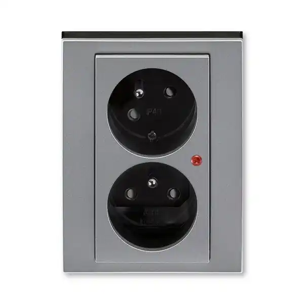 Cenově Výhodný ABB 5593H-C02357 69, LEVIT Zásuvka dvojnásobná, s př.ochr., ocelová/kouř, černá