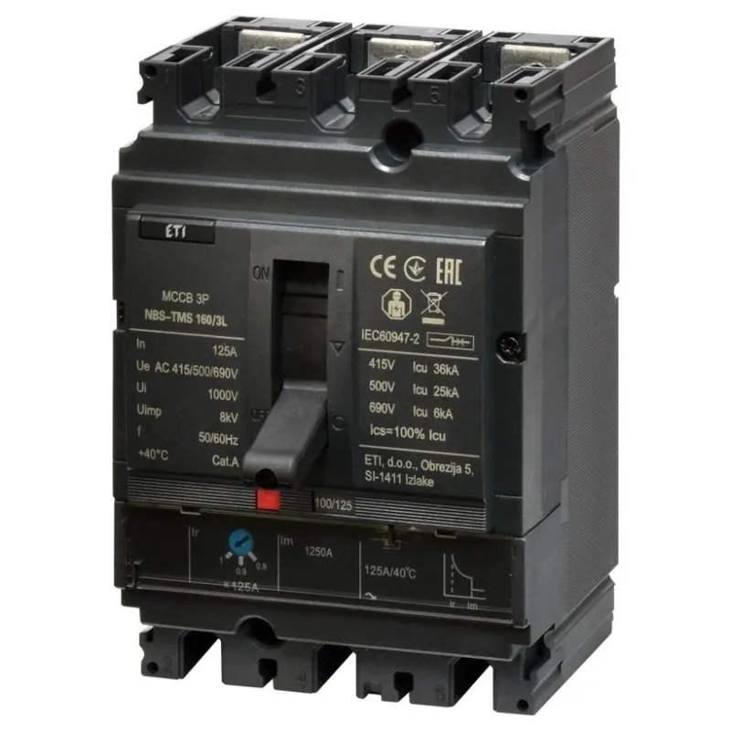ETI JISTIČ KOMPAKTNÍ NBS-TMS 160/3L 125A 3P 004673008 Vysoce Kvalitní