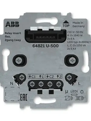 Zlevněný ABB 2CKA006800A3045 ZONI Přístroj spínací flex, se dvěma relé; typ 64821 U-500