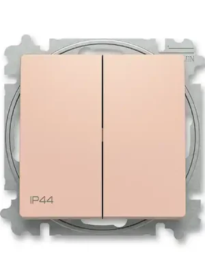 ABB 3559T-A52940 242 ZONI Přepínač dvojitý střídavý, s krytem, řazení 6+6, IP44 pudrová Hit Sezóny