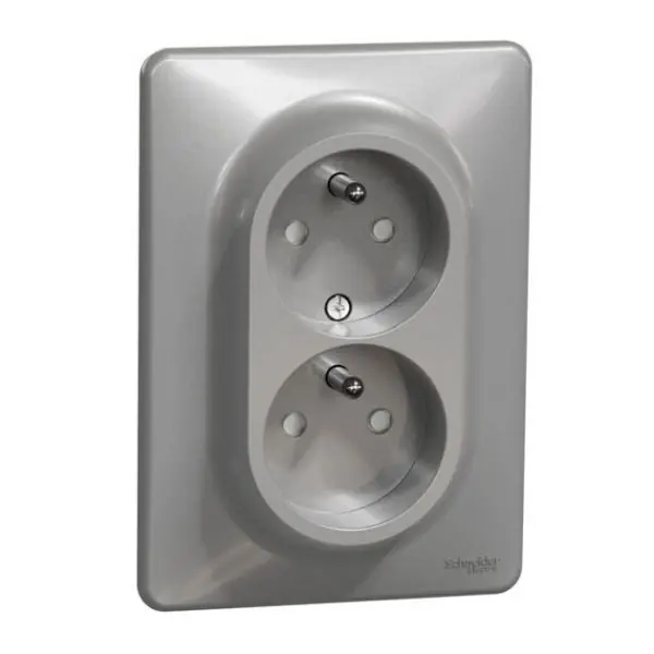 SCHNEIDER SDD313211C SEDNA Zásuvka dvojnásobná 230V 16A, alu Výhodná Nabídka
