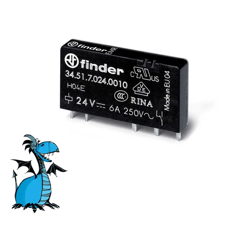 Relé úzké FINDER DIN/PS, EMR, na DIN lištu/DO PS, 1P/6A, 24V DC, kontakty AgNi 250V AC Odeslání Ihned