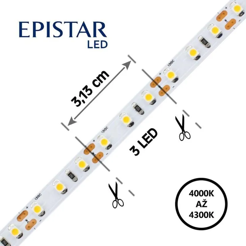 Autentický FK TECHNICS LED PÁSEK 96LED/M 3528 IP20 3800-4300K BÍLÁ 12V 7,3W/M 20M 4738199-60