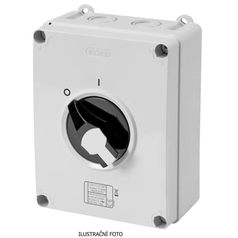 Časově Omezené GEWISS GW70407P VYPÍNAČ VAČK. NÁST. PRO OVLÁDÁNÍ ČERNÝ KNOFLÍK 3PÓL. 63A IP66