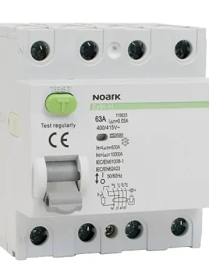 Akční Cena NOARK 115631 Ex9L-H 4P 25A F 30mA Proudový chránič 10kA, 4-pól,25A, 30mA, F