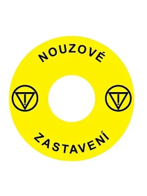 Oblíbený NOARK 106792 Ex9P1 H S6CZ Štítek nouzového zastavení žlutý, průměr 60 mm, CZ