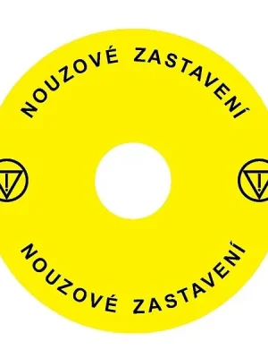 NOARK 106808 Ex9P1 H S9CZ Štítek nouzového zastavení žlutý, průměr 90 mm, CZ Nová Kolekce