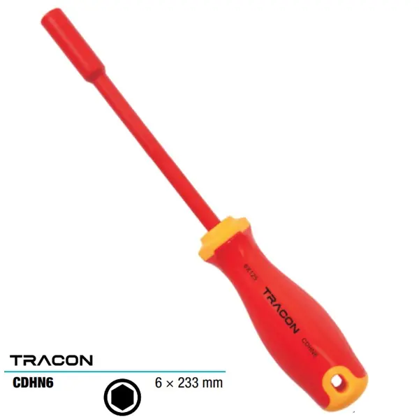 Must-Have Tracon CDHN6 Nástrčný klíč 6-hran s izolací do 1000 V AC 1000V 6x233mm