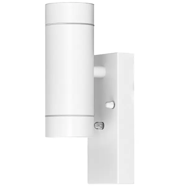 Tracon SPGU10IPFA2F Nástěnné bodové svítidlo, exterier., bílé, soumrak. spínač 100-240VAC, 50Hz, 2xGU10, max.35W, 30lux, IP44 Levný