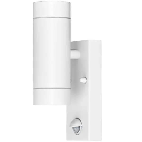 Tracon SPGU10IPFS2F Nástěnné bodové svítidlo, exterier., bílé, pohyb. snímač 100-240VAC, 50Hz, 2xGU10, max35W, 10s-4min, max 8m, 3-2000lx, IP44 Autentický