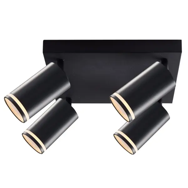 Tovární Cena Tracon SPGU10LMAN4B Stropní nastavitelné bodové svítidlo, černé 100-240VAC, 50Hz, 4xGU10, max.4x35W