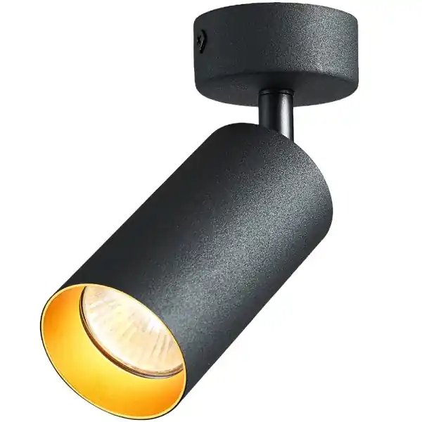 Nízká Cena Tracon SPGU10MA1GB Stropní nastavitelné bodové svítidlo, černé, zlatý refl. 100-240VAC, 50Hz, 1xGU10, max.35W