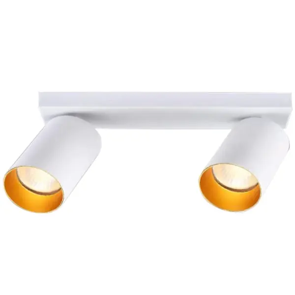 Koupit Online Tracon SPGU10MA2GW Stropní nastavitelné bodové svítidlo, bílé, zlatý refl. 100-240VAC, 50Hz, 2xGU10, max.2x35W
