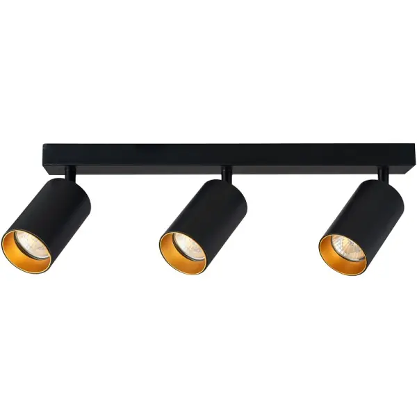 Nejlepší Volba Tracon SPGU10MA3GB Stropní nastavitelné bodové svítidlo, černé, zlatý refl. 100-240VAC, 50Hz, 3xGU10, max.3x35W