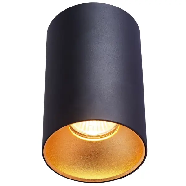 Tracon SPGU10MGB Stropní bodové svítidlo, válec, černé, zlatý refl. 100-240VAC, 50Hz, 1xGU10, max.35W Horká Nabídka