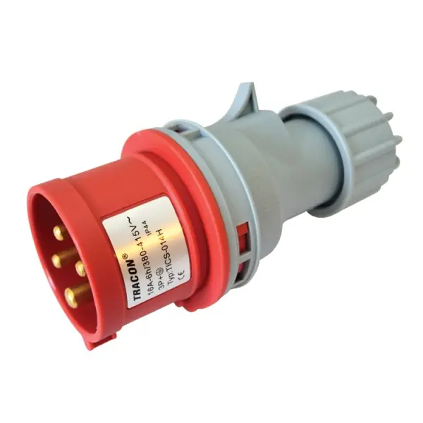 Tracon TICS-014H Spojovací průmyslová vidlice, s kabelovou přechodkou 16A, 400V, 3P+E, 6h, IP44 Rychlé Dodání