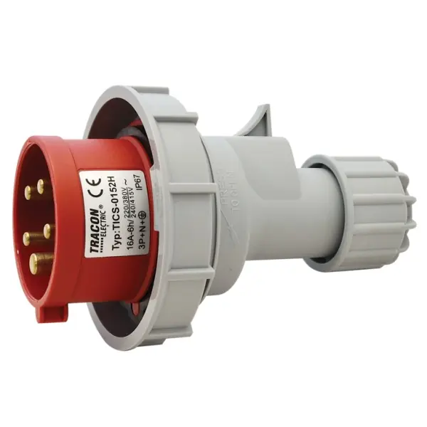 Tracon TICS-0152H Průmyslová vidlice, se zvýšeným krytím 16A, 400V, 3P+N+E, 6h, IP67 Sleva