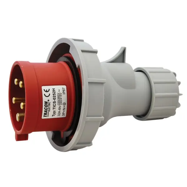 Omezená Nabídka Tracon TICS-0252H Průmyslová vidlice, se zvýšeným krytím 32A, 400V, 3P+N+E, 6h, IP67