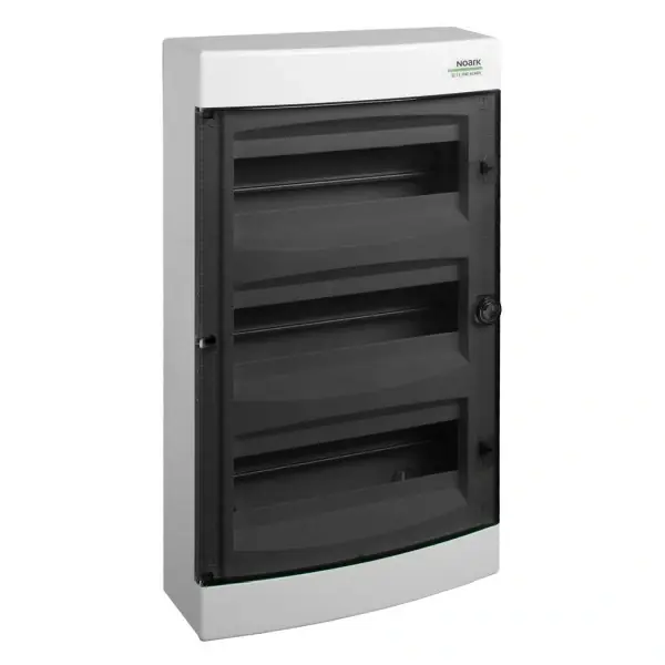 Noark 106196 PNS 3x18T Plastová rozvodnice, průhledné dveře, montáž na omítku, IP40, 3 řady, 3x18 modulů Omezená Nabídka