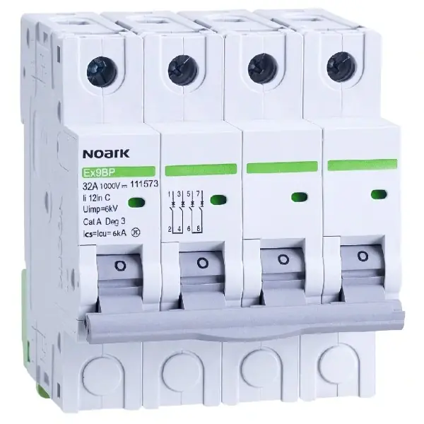 Akční Cena Noark 111569 Ex9BP 4P DC100V C13 DC jistič 6 kA pro PV aplikace, char.C, 13 A, 1000 V DC, 4pól