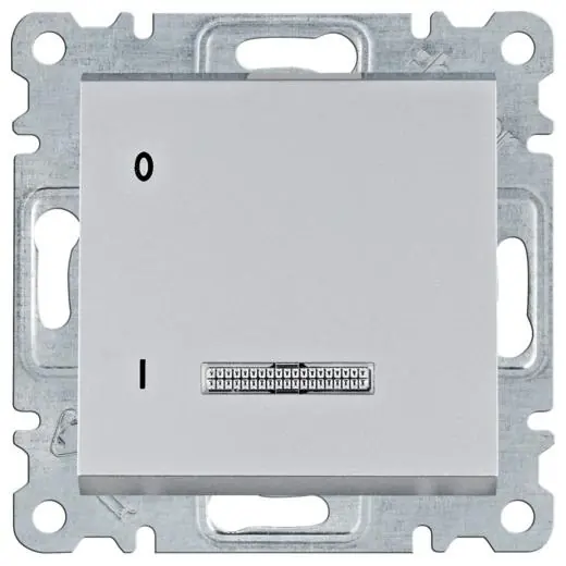Spínač jednopólový Hager Lumina řazení 1 s podsvětlením 16A/250V WL0612 stříbrná mat Značkový