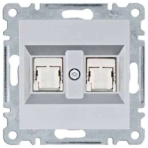Datová zásuvka Hager Lumina 2x RJ cat.6 FTP, WL2182, IP20, stříbrná mat Hit Sezóny