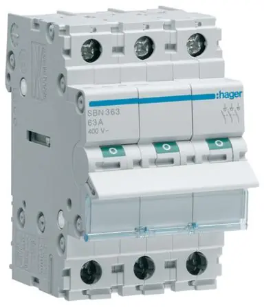 Modulový vypínač HAGER SBN363 3P 63A 400V (NÁHRADA ZA SB363) Objednat Nyní
