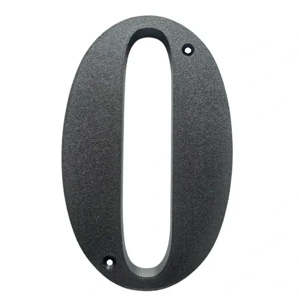 Domovní číslo popisné 0 na zeď, vrata, sloupky s dírami pro vruty barva černá, výška 170 mm Autentický