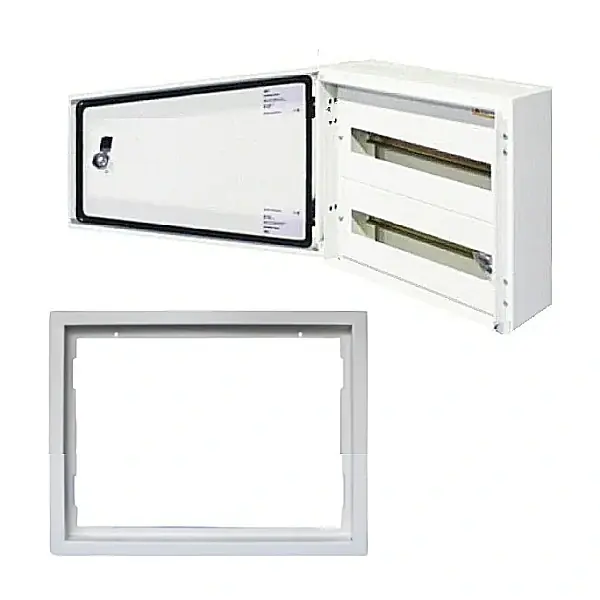 Kovová skříň SEZ T-BOX 36/2/18 s přídavným rámem pro instalaci pod omítku, 18 modulů - 2 řady, IP 65 Oblíbený